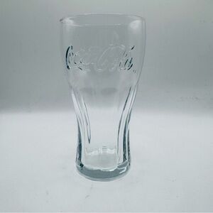 COCA COLA-COKE  EMBOSSED CONTOUR DRINK GLASS CLEAR 6"T  16 OZS